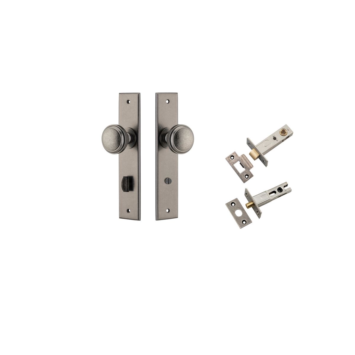 13831KPRIV60 - Paddington Knob - Chamfered Backplate Privacy Kit with Privacy Turn - Distressed Nickel - Privacy