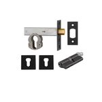 22152K60KKES - Euro Mortice Deadbolt Kit - 60mm Backset with Square Euro Escutcheon Key/Key - Matt Black - Entrance
