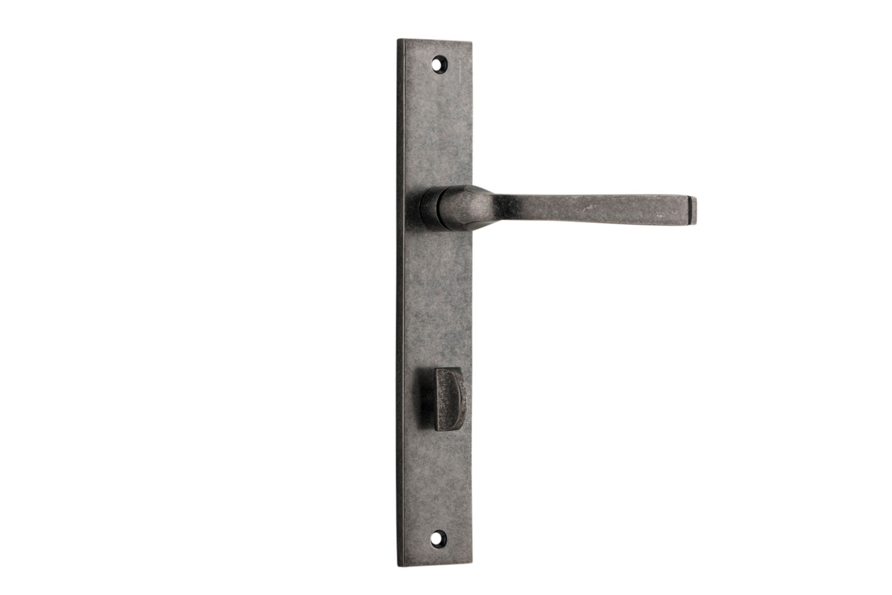 13708P85 - Annecy Lever - Rectangular Backplate - Distressed Nickel - Privacy