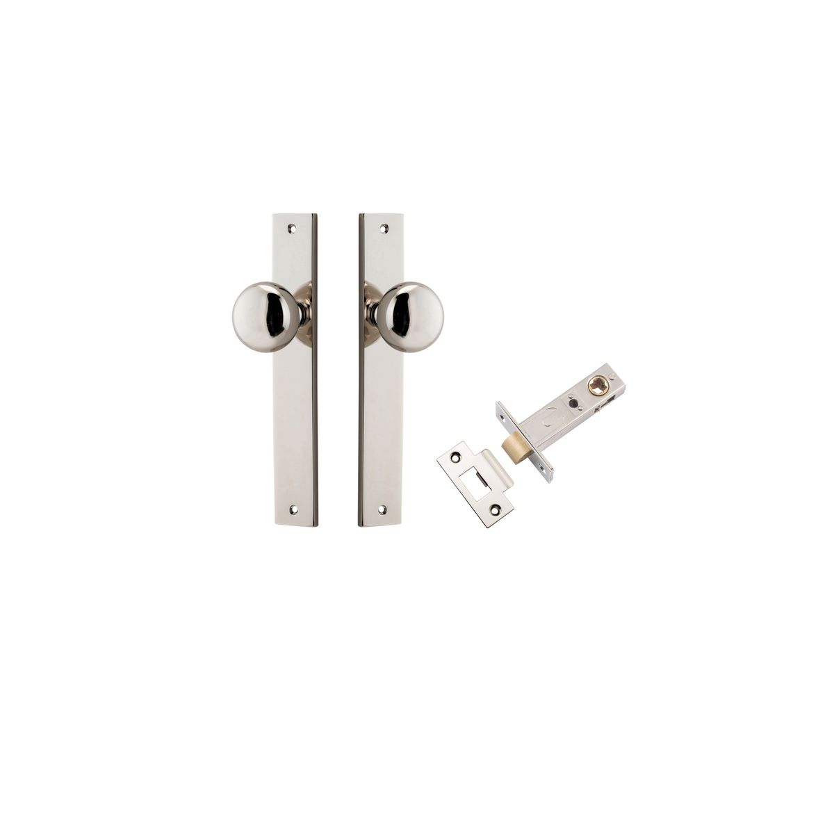 14322KPASS60 - Cambridge Knob - Rectangular Backplate Passage Kit - Polished Nickel - Passage