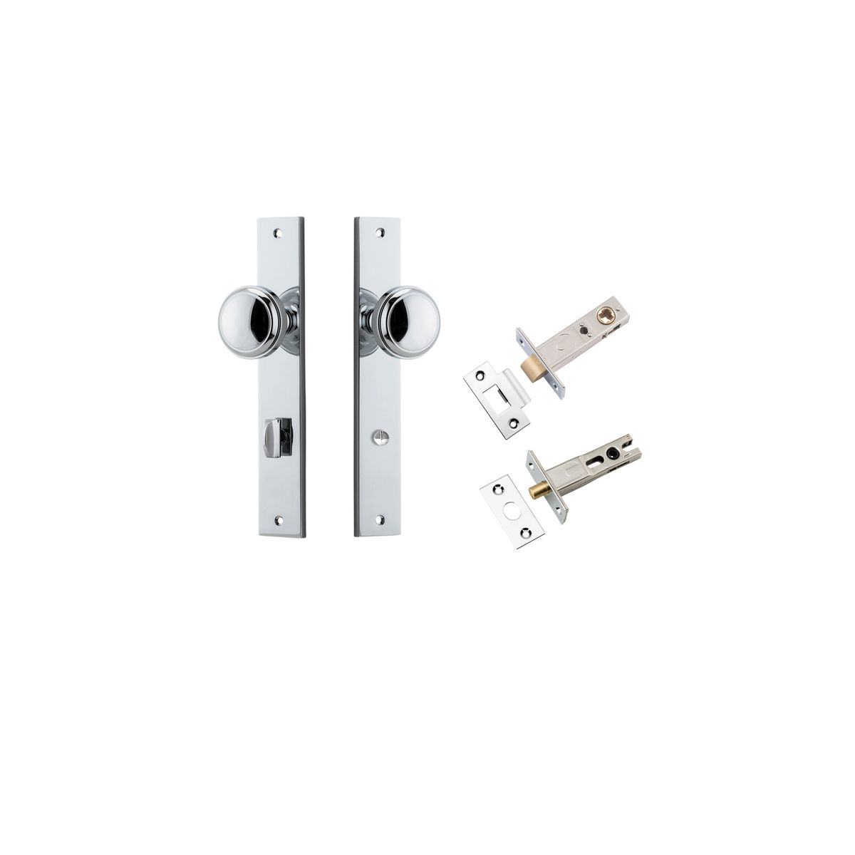 11820KPRIV60 - Paddington Knob - Rectangular Backplate Privacy Kit with Privacy Turn - Polished Chrome - Privacy