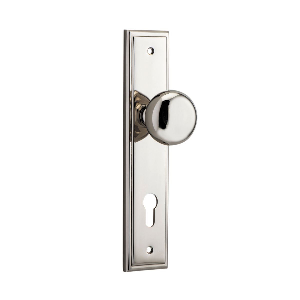 14340E85 - Cambridge Knob - Stepped Backplate - Polished Nickel - Entrance