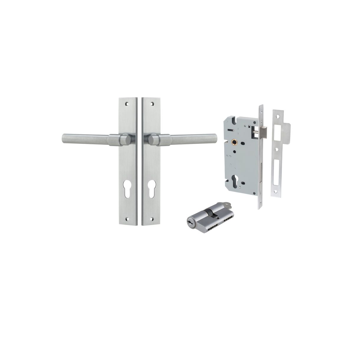 12396KENTR60KK - Helsinki Lever - Rectangular Backplate Entrance Kit with High Security Lock - Brushed Chrome - Entrance