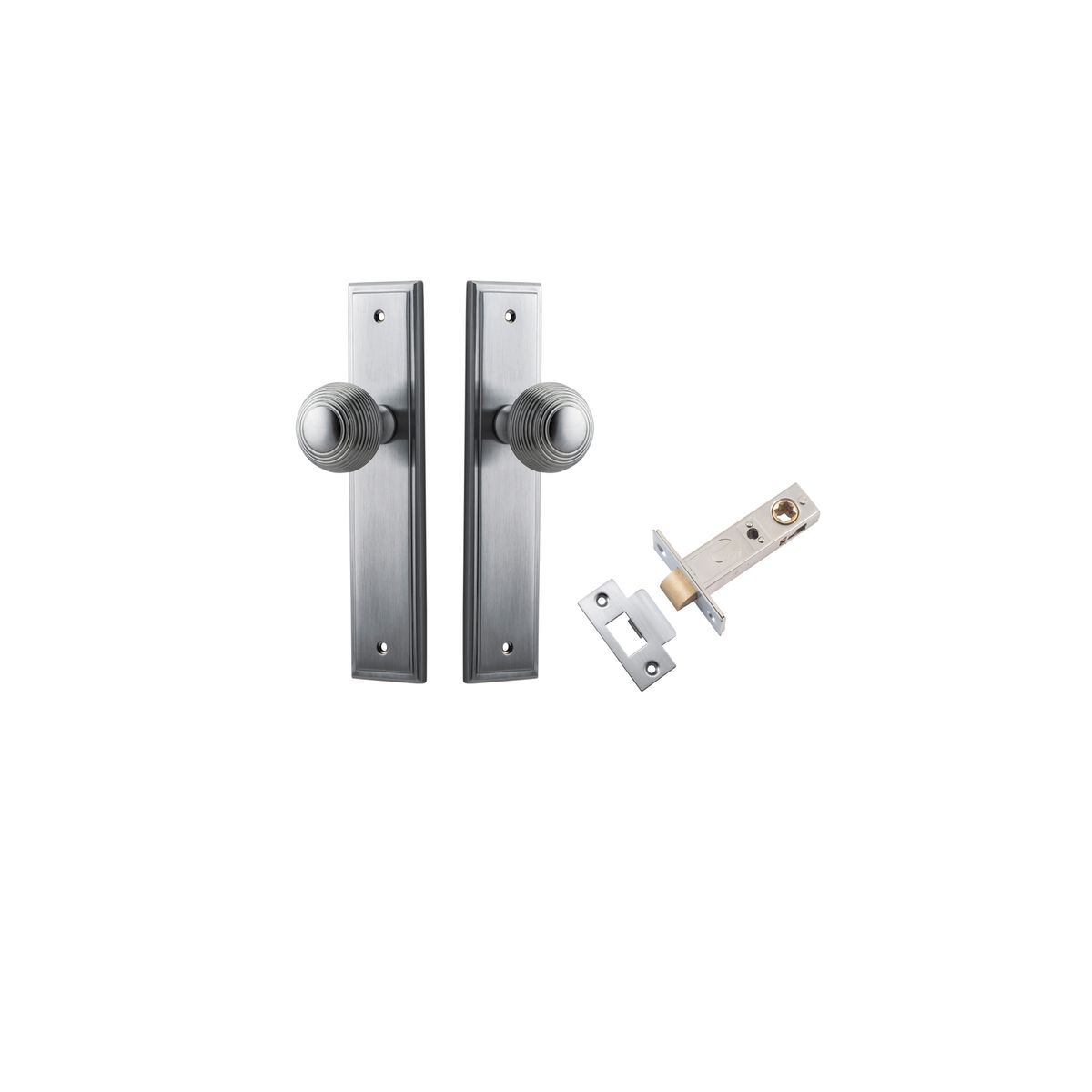 12342KPASS60 - Guildford Knob - Stepped Backplate Passage Kit - Brushed Chrome - Passage