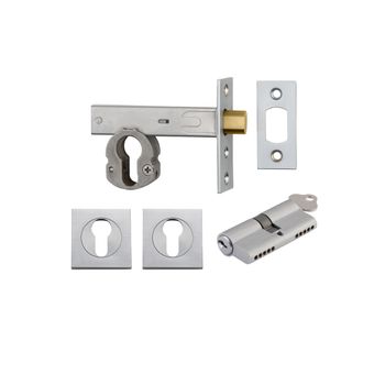 Euro Mortice Deadbolt Kit - 70mm Backset with Square Euro Escutcheon Key/Key