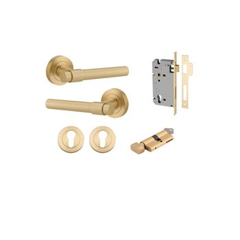 Helsinki Lever - Round Rose Entrance Kit with Separate High Security Lock