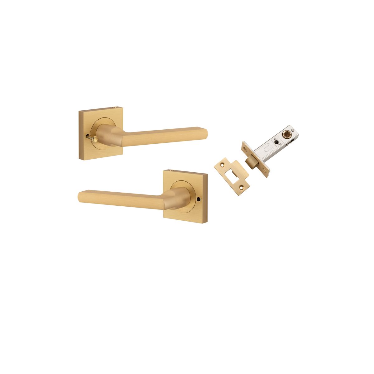 0458KIBPRIV60 - Baltimore Lever - Square Rose (Inbuilt Privacy) - Brushed Brass - Privacy