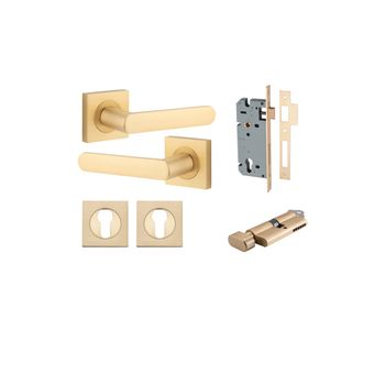 Osaka Lever - Square Rose Entrance Kit with Separate High Security Lock