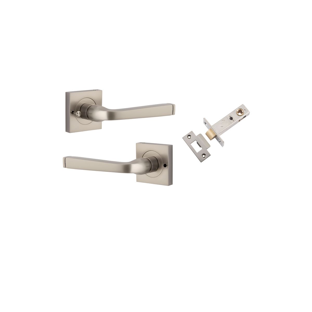 0399KIBPRIV60 - Annecy Lever - Square Rose (Inbuilt Privacy) - Satin Nickel - Privacy