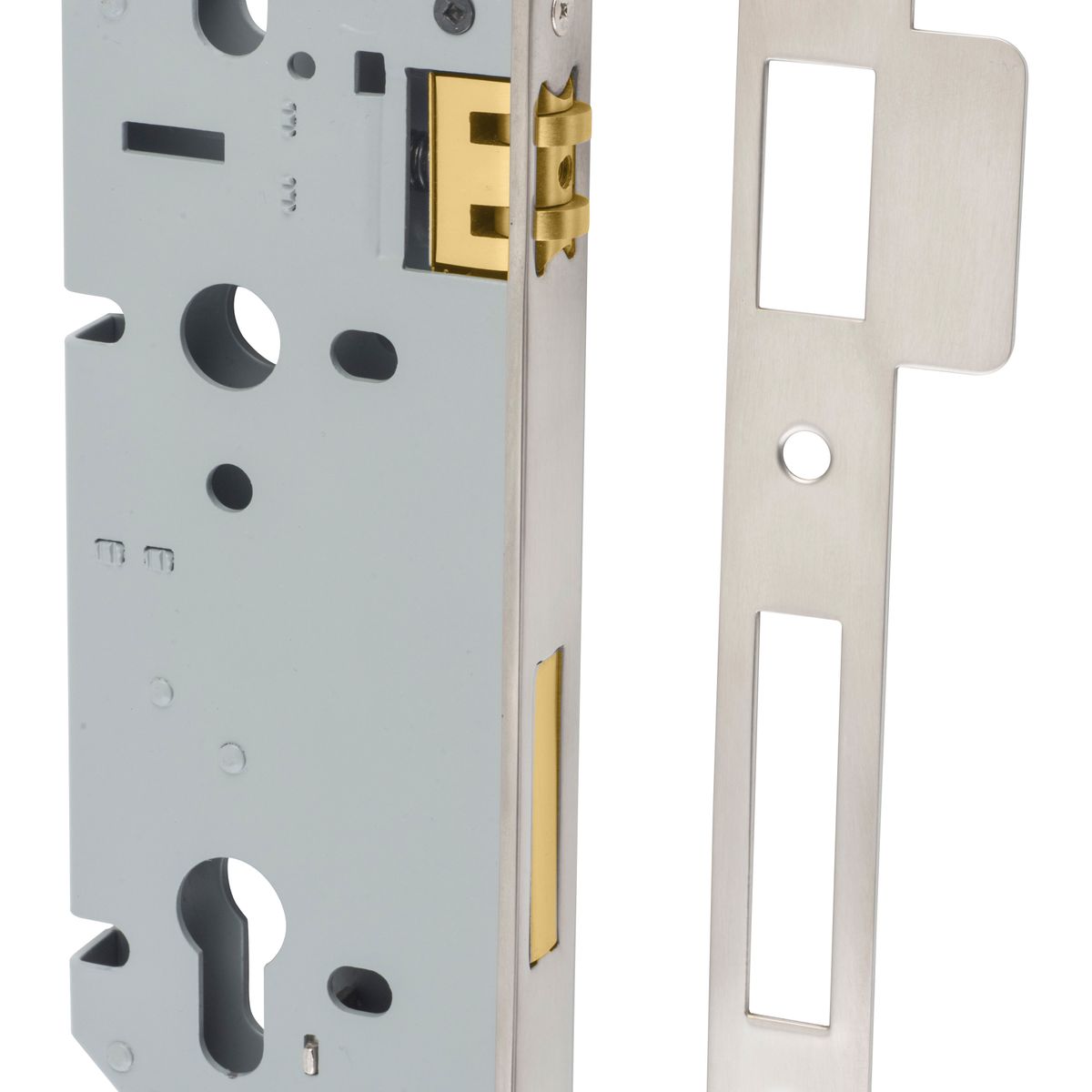 6102 - 85mm Euro Roller Mortice Lock - 45mm Backset - Satin Nickel