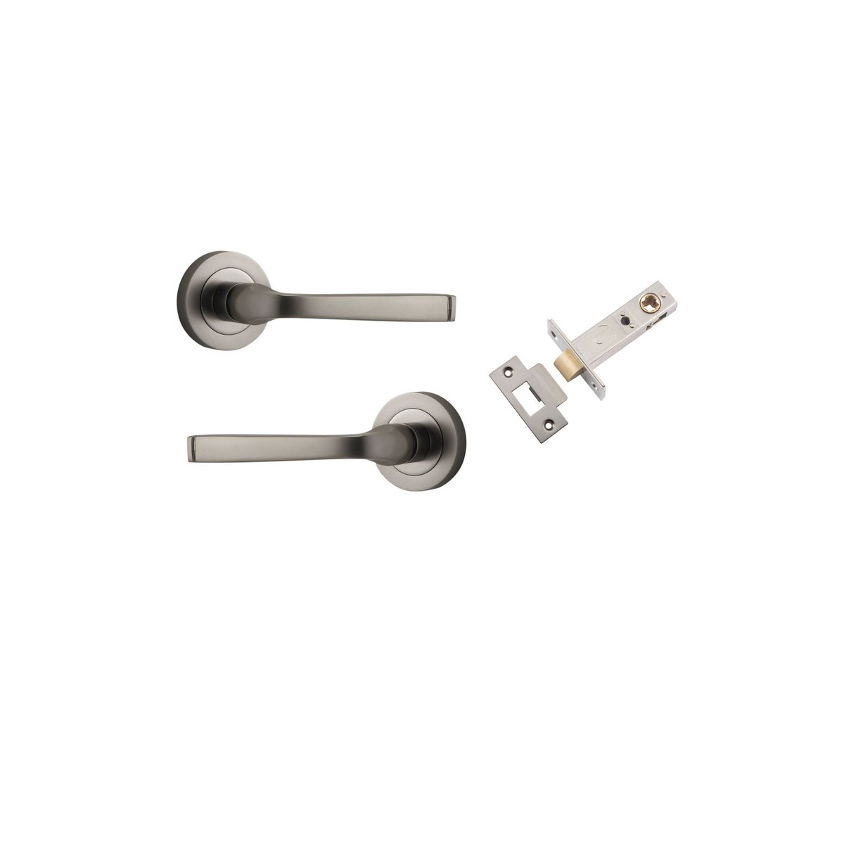 0329KPASS60 - Annecy Lever - Round Rose Passage Kit - Satin Nickel - Passage