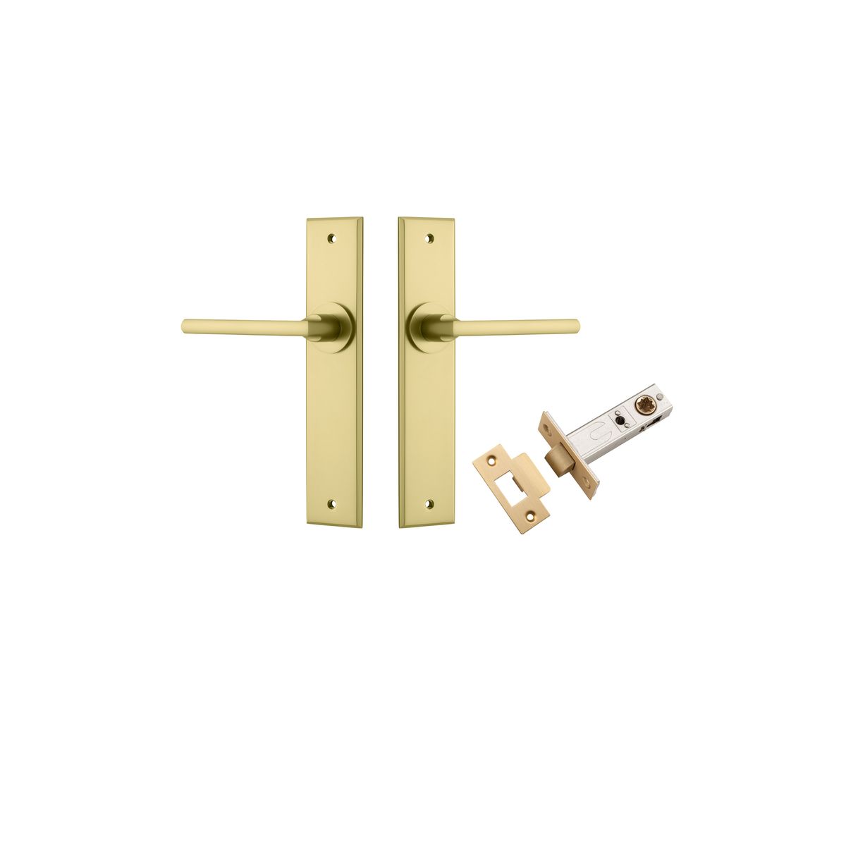16382KPASS60 - Baltimore Lever - Chamfered Backplate Passage Kit - Brushed Gold PVD - Passage