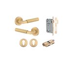 0453KENTR60KK - Berlin Lever - Round Rose Entrance Kit with High Security Lock - Brushed Brass - Entrance