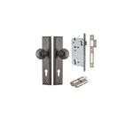 13842KENTR60KK - Guildford Knob - Stepped Backplate Entrance Kit with High Security Lock - Distressed Nickel - Entrance