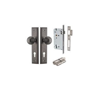 Guildford Knob - Stepped Backplate Entrance Kit with High Security Lock