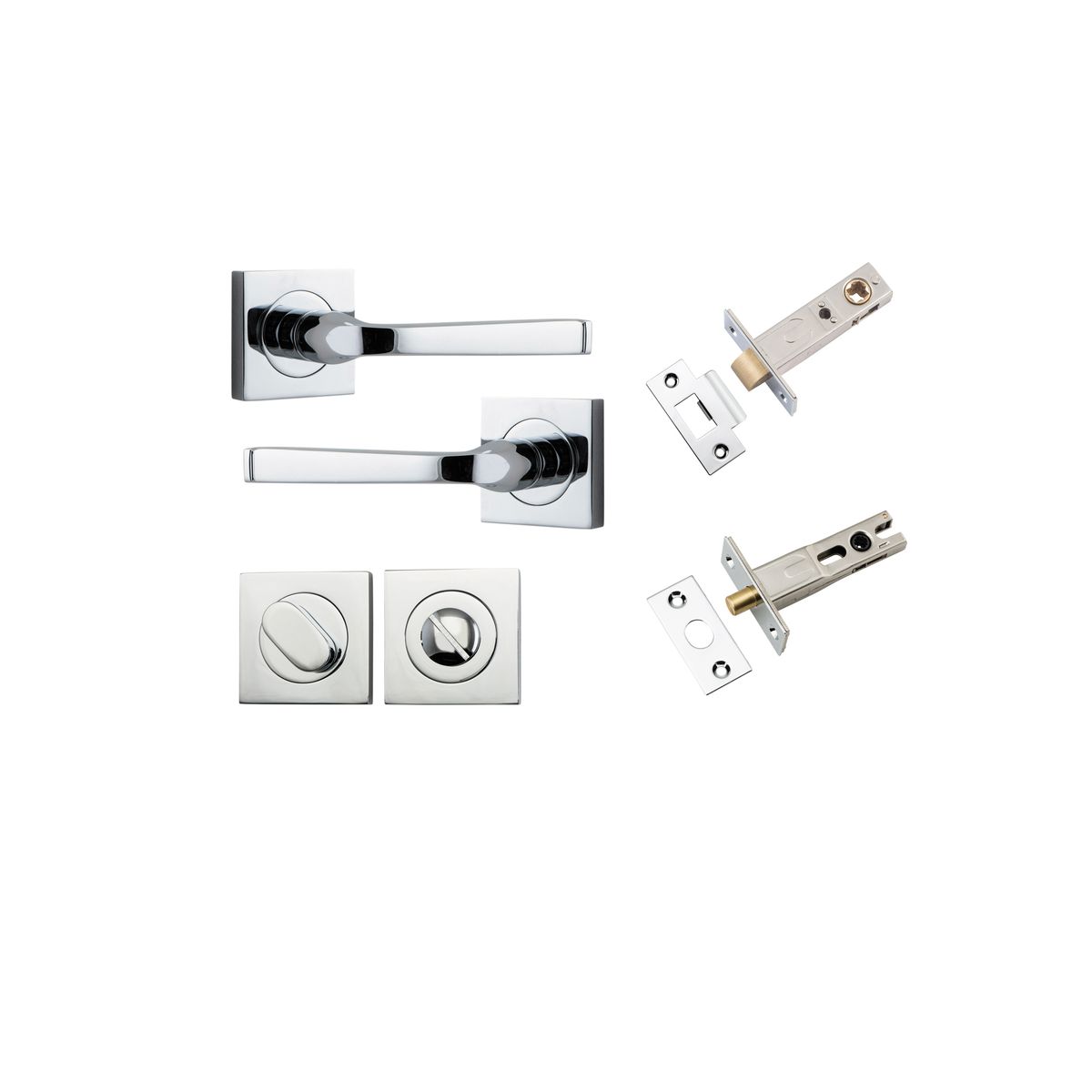 0394KPRIV60 - Annecy Lever - Square Rose Privacy Kit with Separate Privacy Turn - Polished Chrome - Privacy