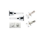 0394KPRIV60 - Annecy Lever - Square Rose Privacy Kit with Separate Privacy Turn - Polished Chrome - Privacy