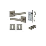 16804KENTR60KK - Helsinki Lever - Square Rose Entrance Kit with Separate High Security Lock - Graphite PVD - Entrance