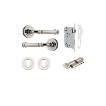 Verona Lever - Round Rose Entrance Kit with Separate High Security Lock