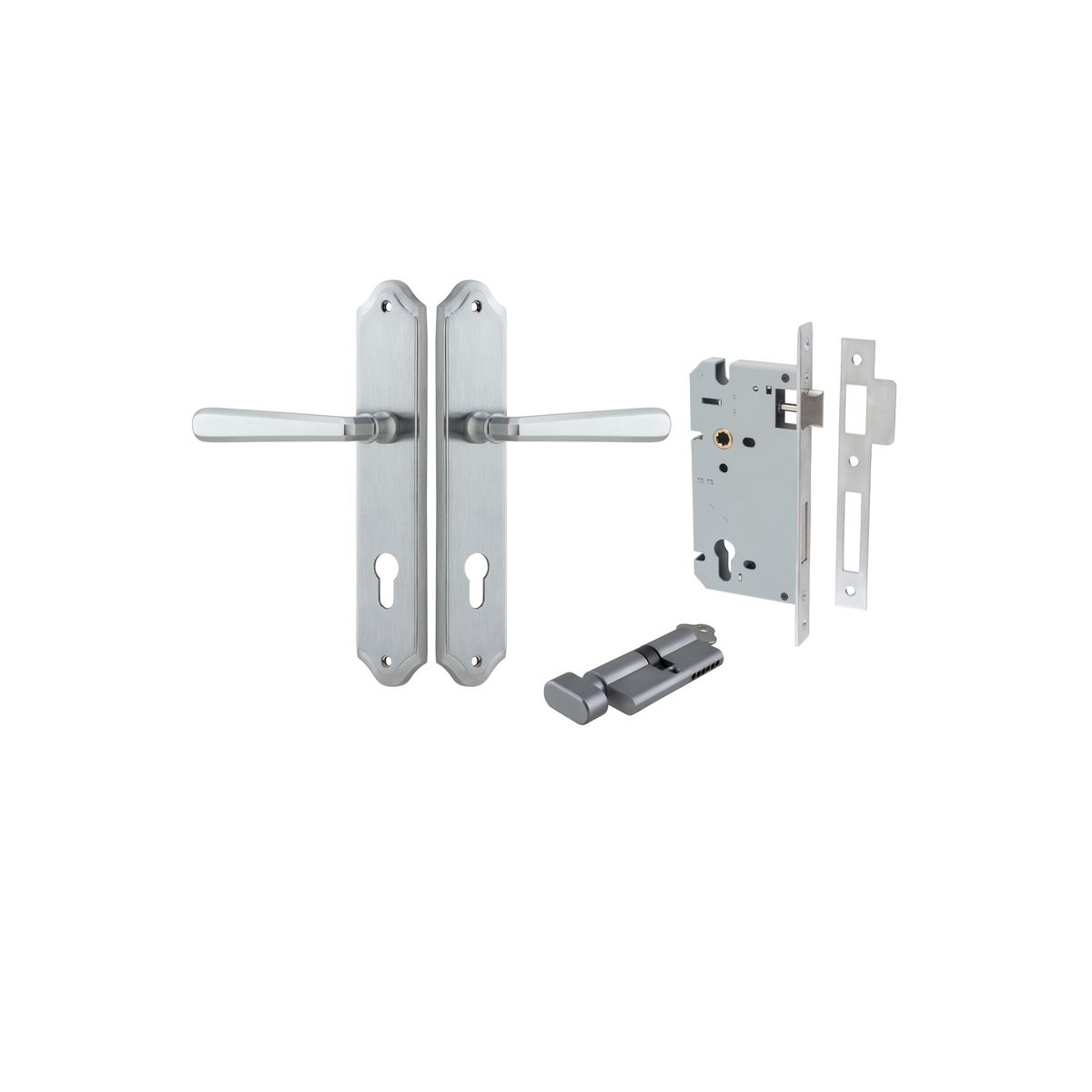 12374KENTR60KT - Copenhagen Lever - Shouldered Backplate Entrance Kit with High Security Lock - Brushed Chrome - Entrance