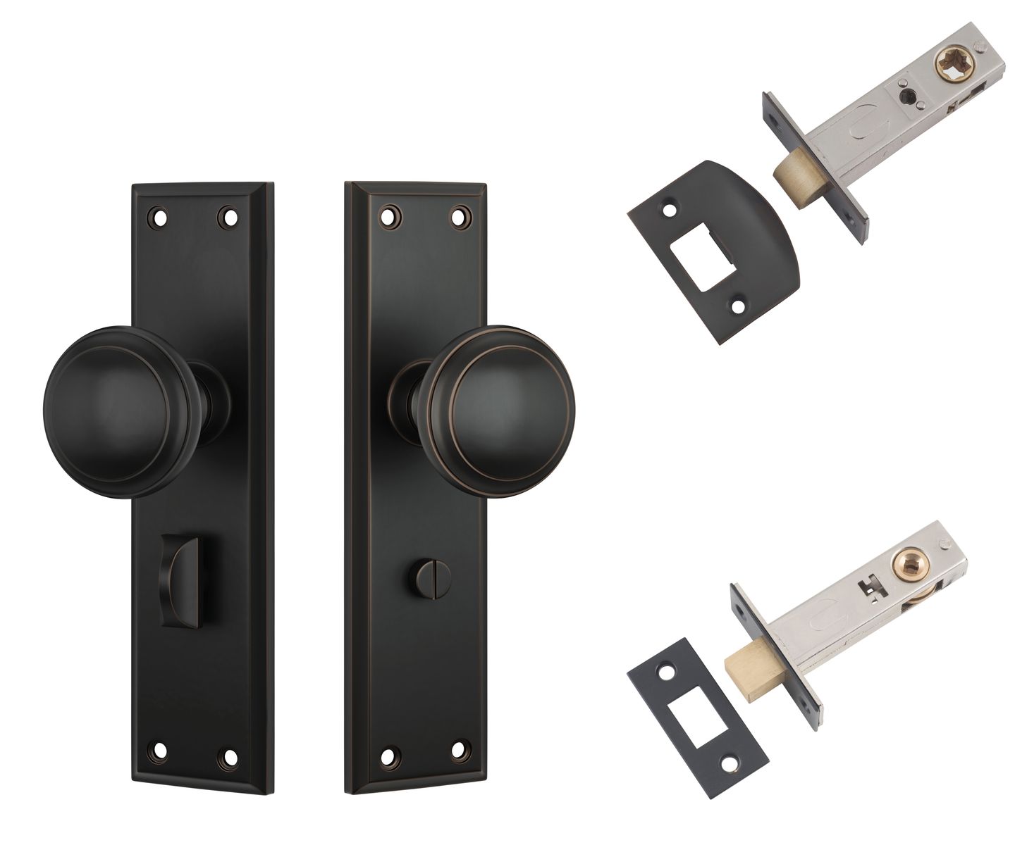 Milton Door Knob - Long Backplate Privacy Set
