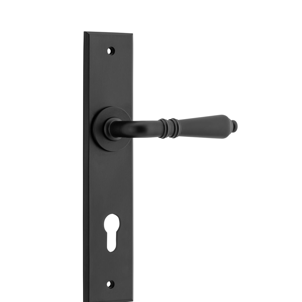 12780E85 - Sarlat Lever - Chamfered Backplate - Matt Black - Entrance