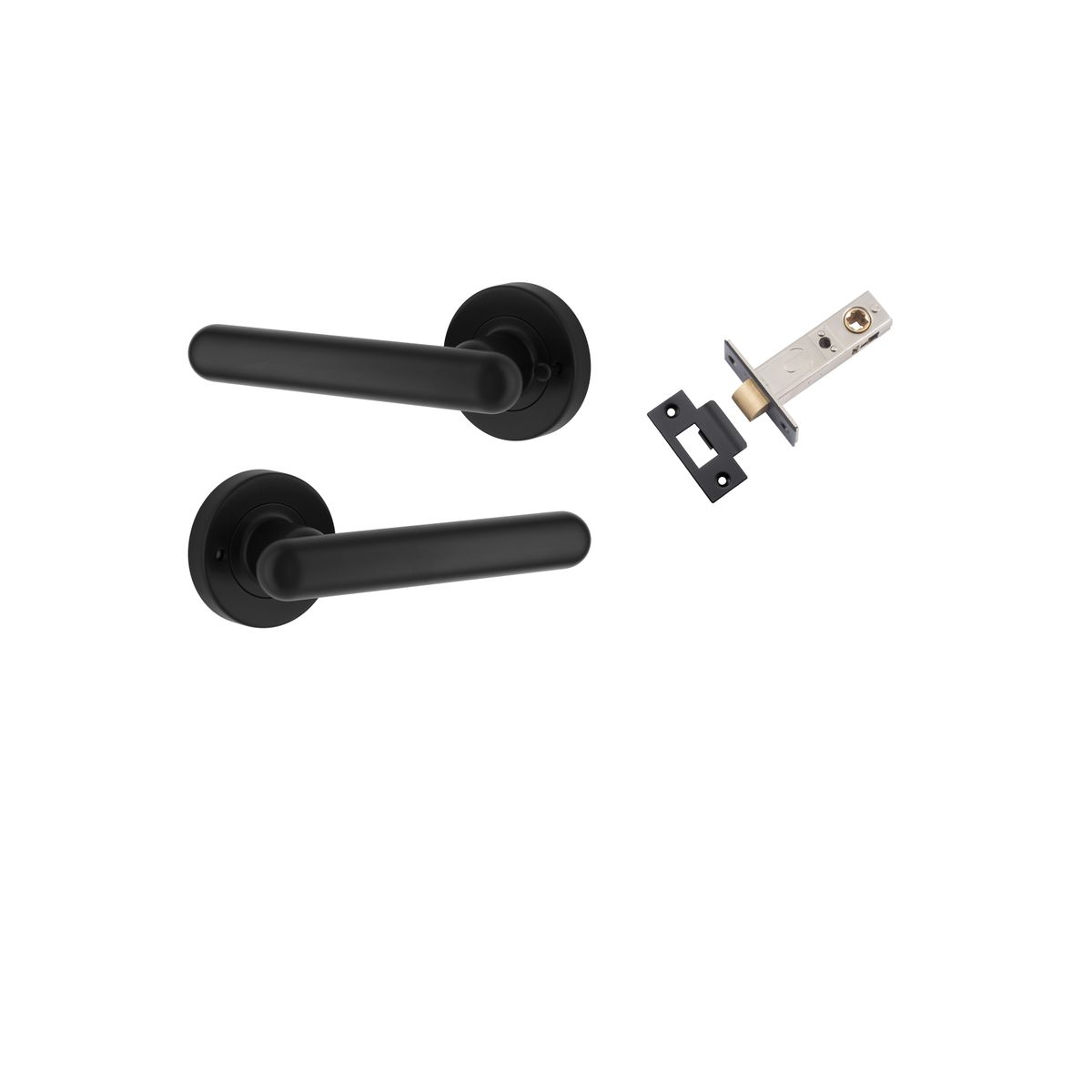 24003KIBPRIV60 - Puerto Lever - Round Rose (Inbuilt Privacy) - Matt Black - Privacy