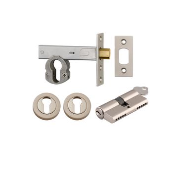 Euro Mortice Deadbolt Kit - 70mm Backset with Round Euro Escutcheon Key/Key
