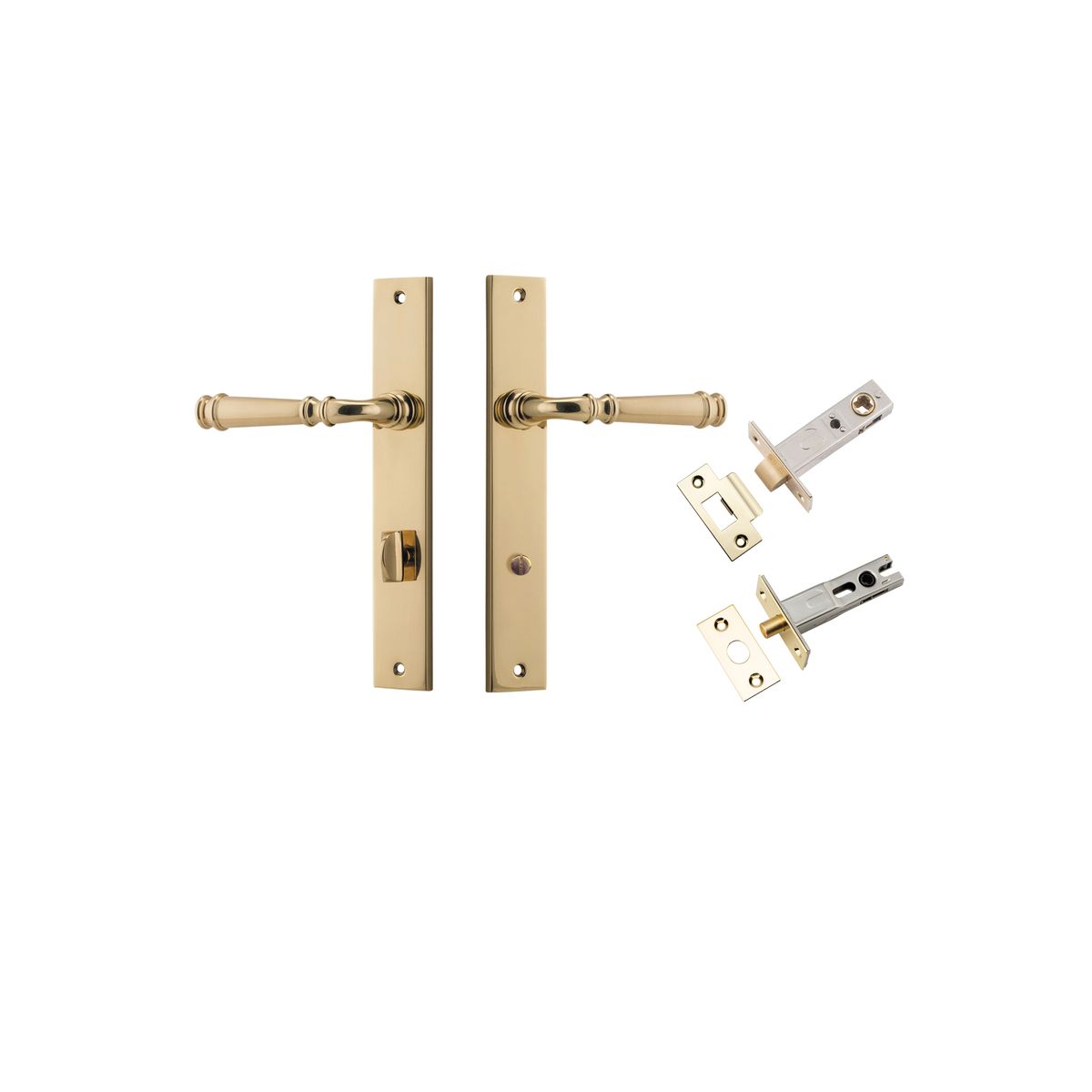 10206KPRIV60 - Verona Lever - Rectangular Backplate Privacy Kit with Privacy Turn - Polished Brass - Privacy