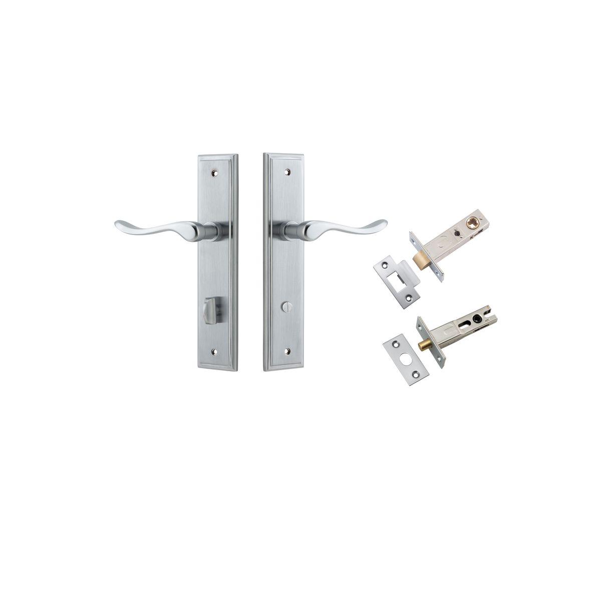 12426KPRIV60 - Stirling Lever - Stepped Backplate Privacy Kit with Privacy Turn - Brushed Chrome - Privacy