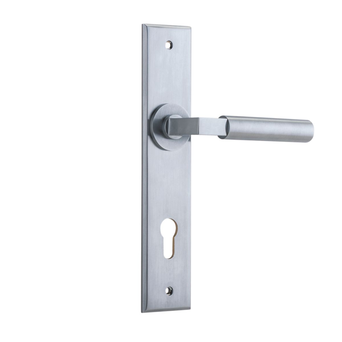 12294E85 - Berlin Lever - Chamfered Backplate - Brushed Chrome - Entrance