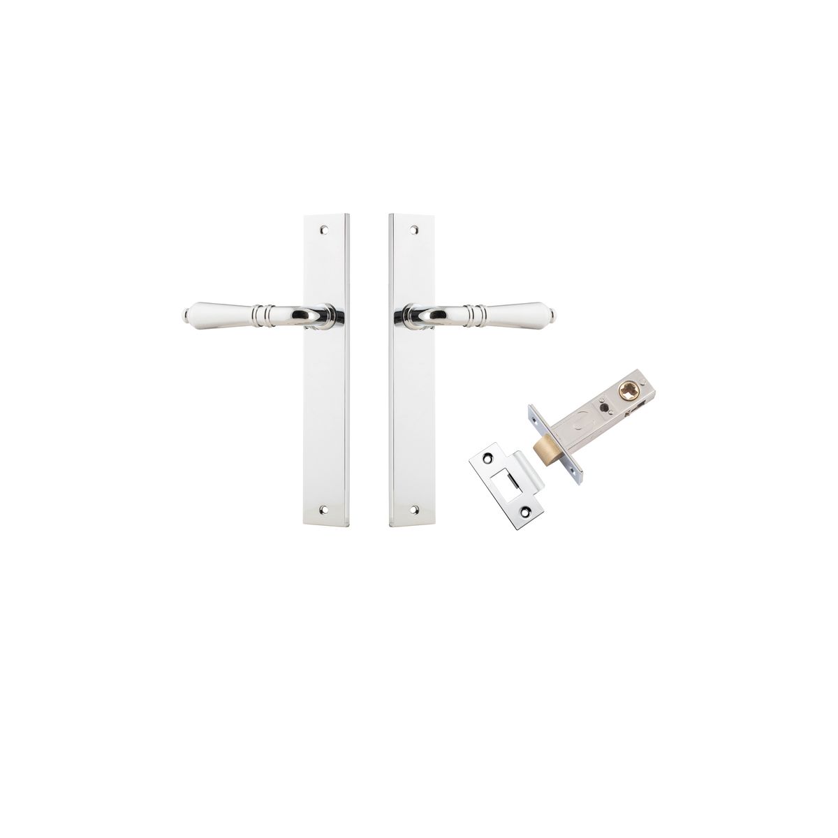 11700KPASS60 - Sarlat Lever - Rectangular Backplate Passage Kit - Polished Chrome - Passage