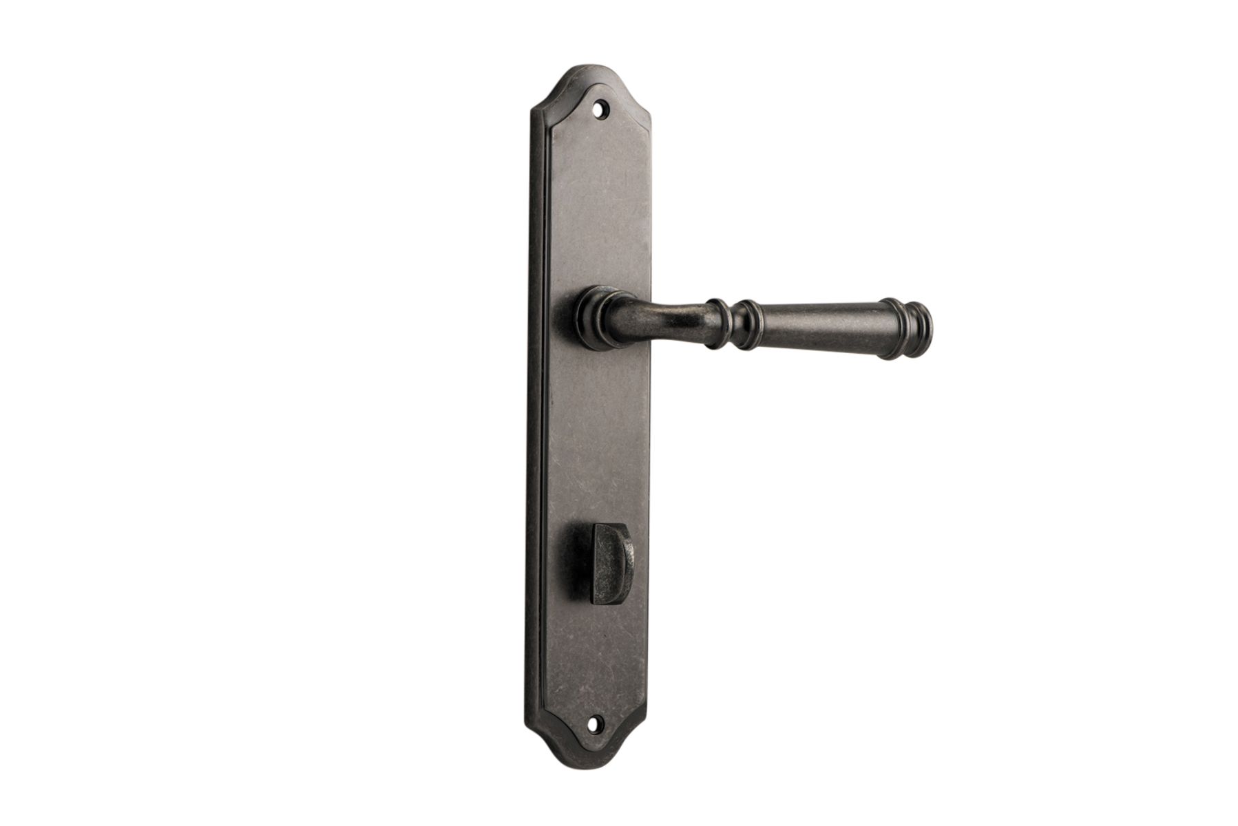 13718P85 - Verona Lever - Shouldered Backplate - Distressed Nickel - Privacy