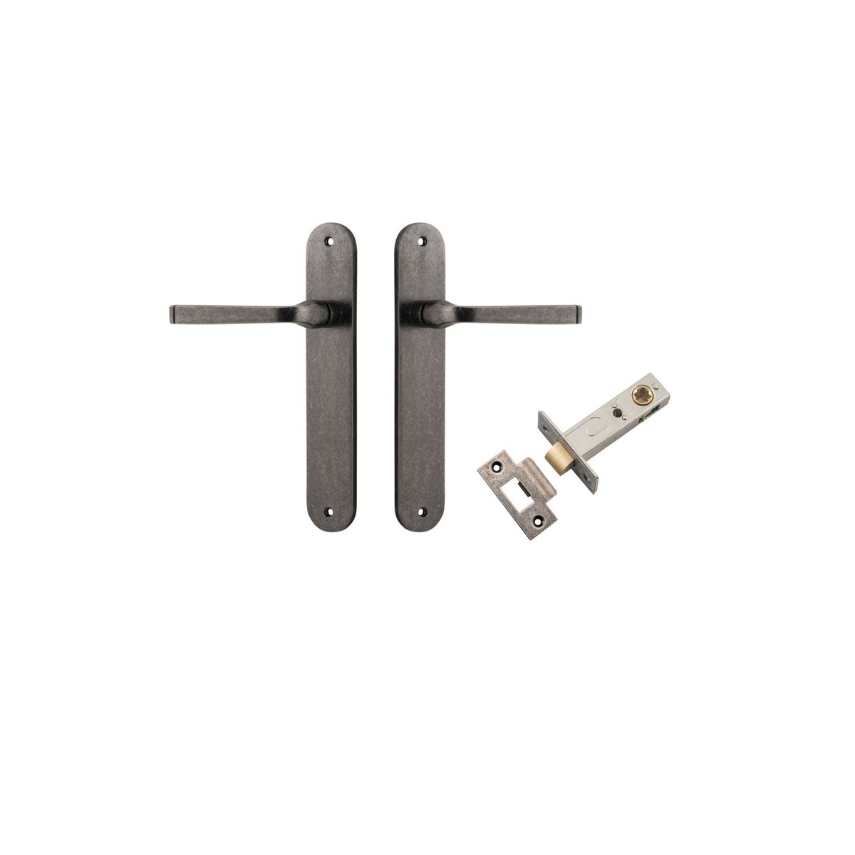 13732KPASS60 - Annecy Lever - Oval Backplate Passage Kit - Distressed Nickel - Passage