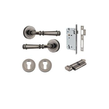 Verona Lever - Round Rose Entrance Kit with Separate High Security Lock