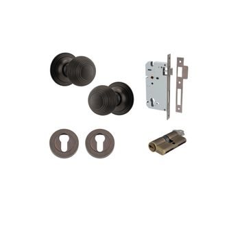 Guildford Knob - Round Rose Entrance Kit with Separate High Security Lock