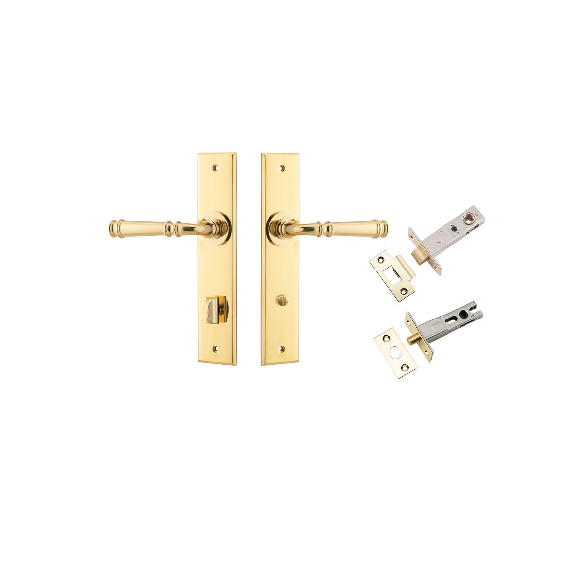 10286KPRIV60 - Verona Lever - Chamfered  Backplate Privacy Kit with Privacy Turn - Polished Brass - Privacy