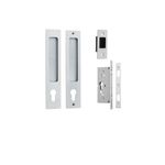 21415E - Rectangular Sliding Door Pull Entrance Kit with High Security Lock - Brushed Chrome - Entrance