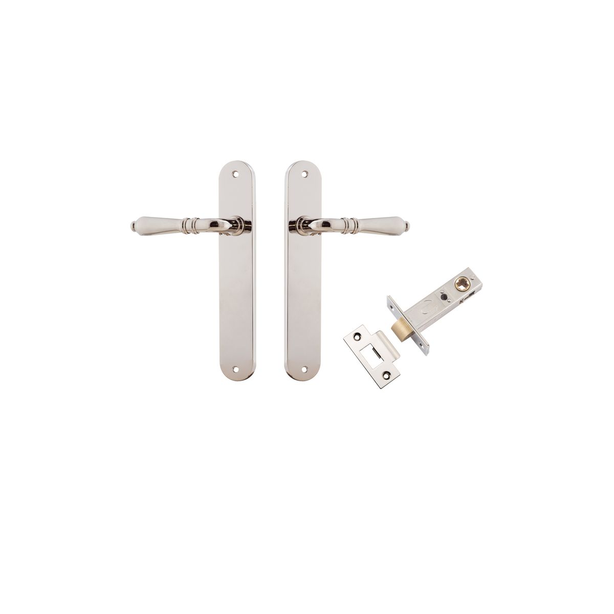 14224KPASS60 - Sarlat Lever - Oval Backplate Passage Kit - Polished Nickel - Passage