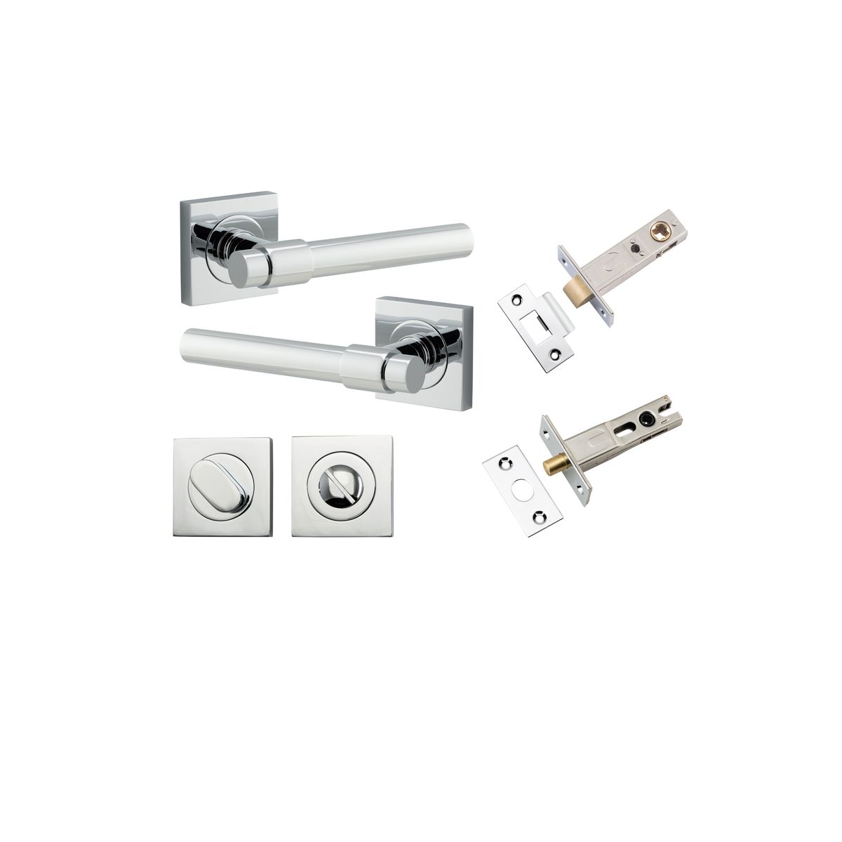 21204KPRIV60 - Helsinki Lever - Square Rose Privacy Kit with Separate Privacy Turn - Polished Chrome - Privacy