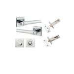 21204KPRIV60 - Helsinki Lever - Square Rose Privacy Kit with Separate Privacy Turn - Polished Chrome - Privacy