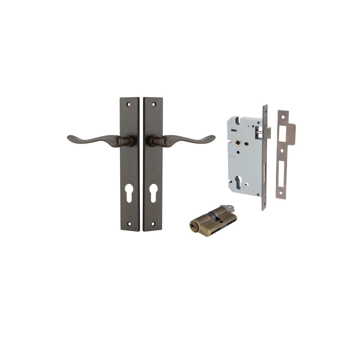 10920KENTR60KK - Stirling Lever - Rectangular Backplate Entrance Kit with High Security Lock - Signature Brass - Entrance