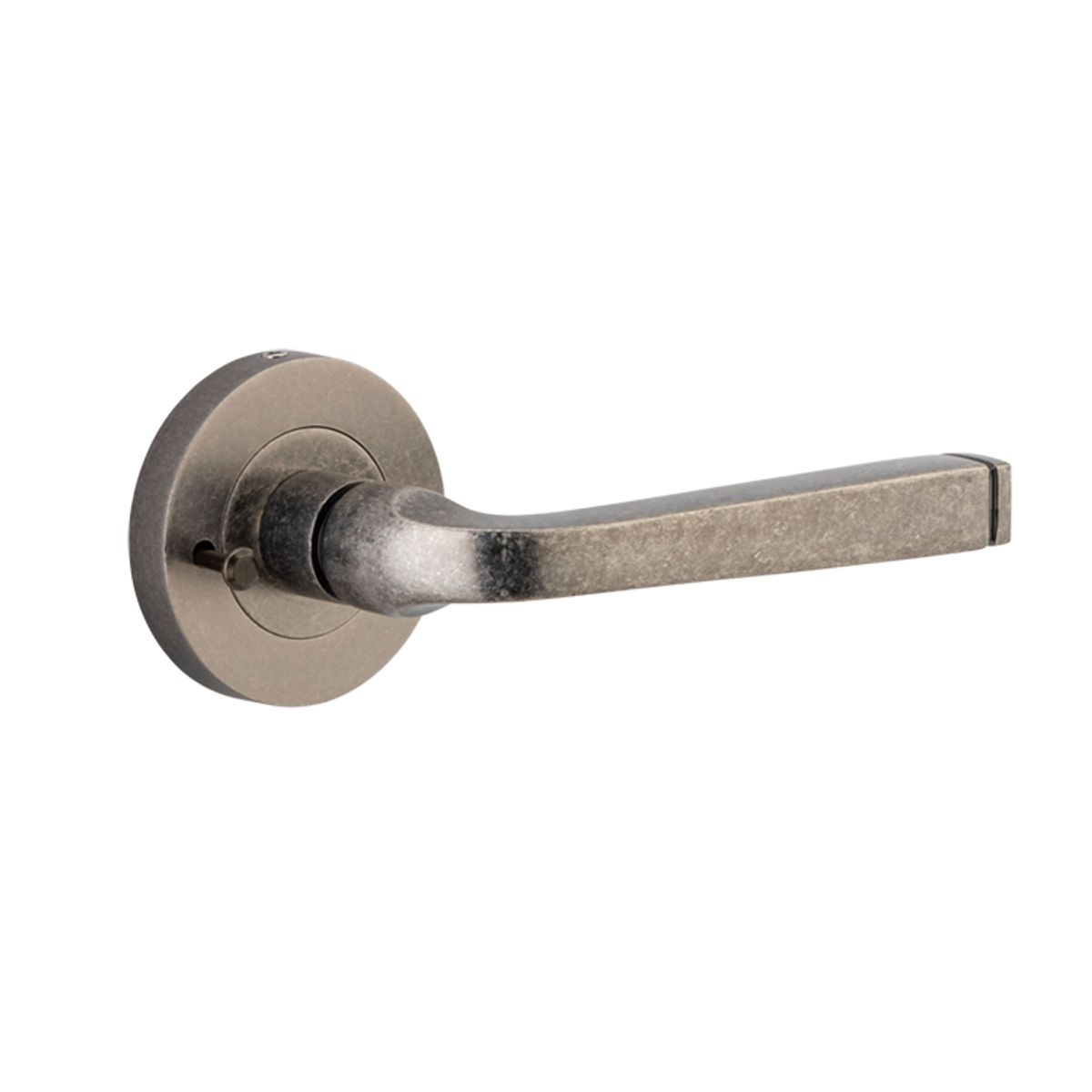 0327KIBPRIV60 - Annecy Lever - Round Rose (Inbuilt Privacy) - Distressed Nickel - Privacy