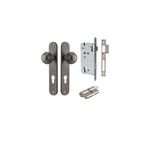 13836KENTR60KK - Guildford Knob - Oval Backplate Entrance Kit with High Security Lock - Distressed Nickel - Entrance