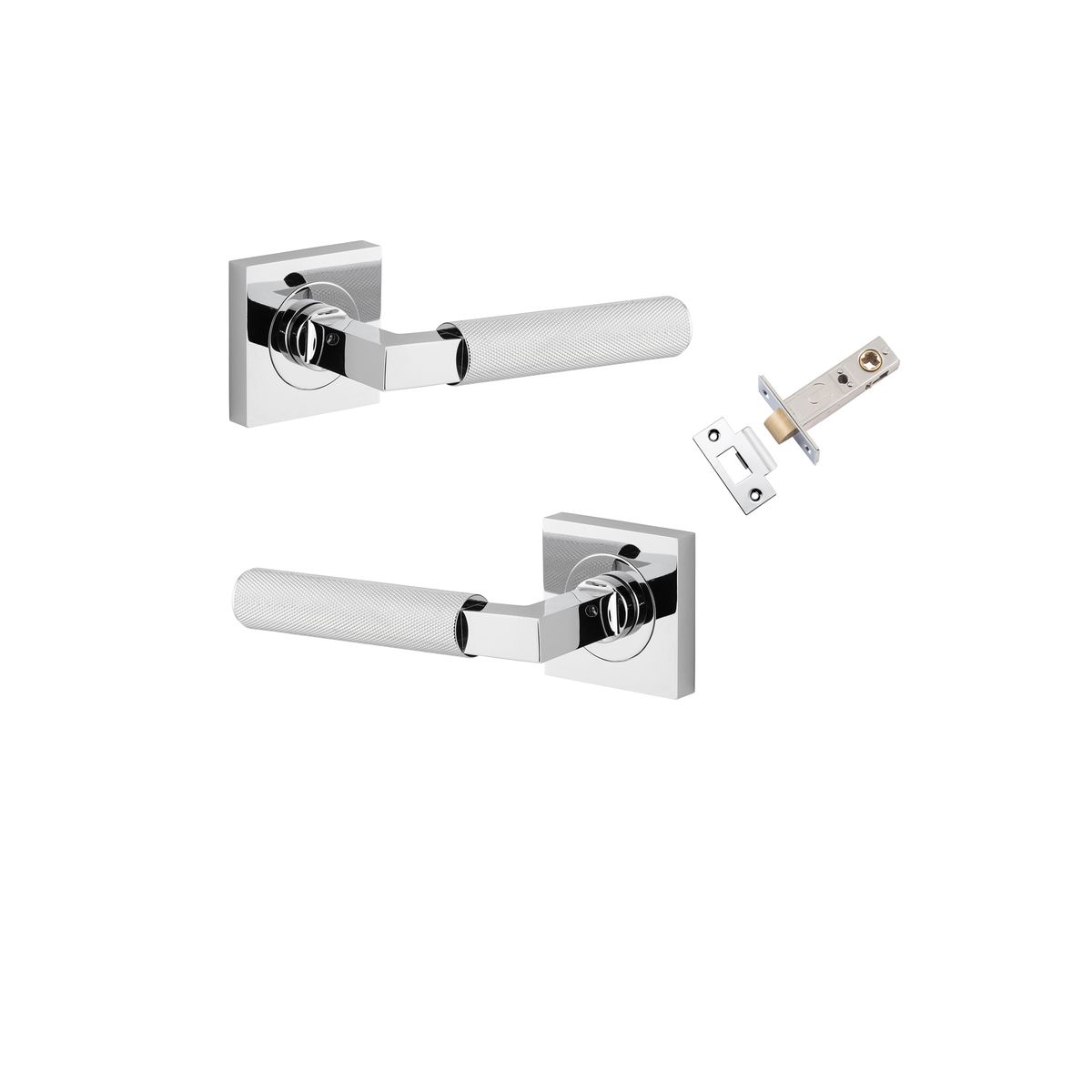 0424KPASS60 - Brunswick Lever - Square Rose Passage Kit - Polished Chrome - Passage