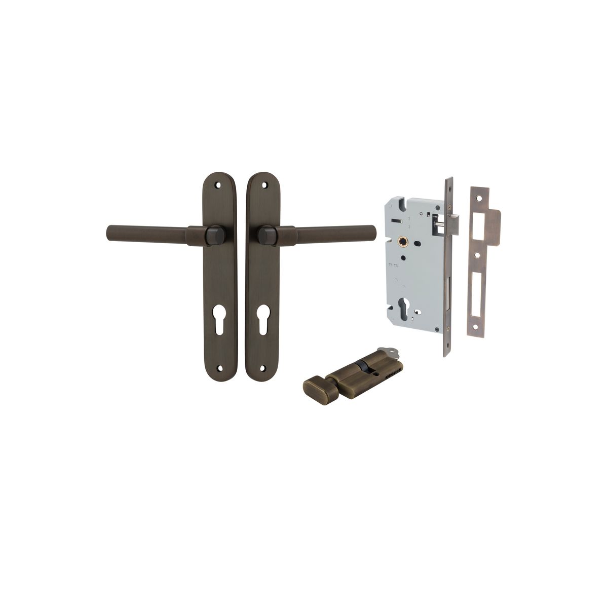 10900KENTR60KT - Helsinki Lever - Oval Backplate Entrance Kit with High Security Lock - Signature Brass - Entrance