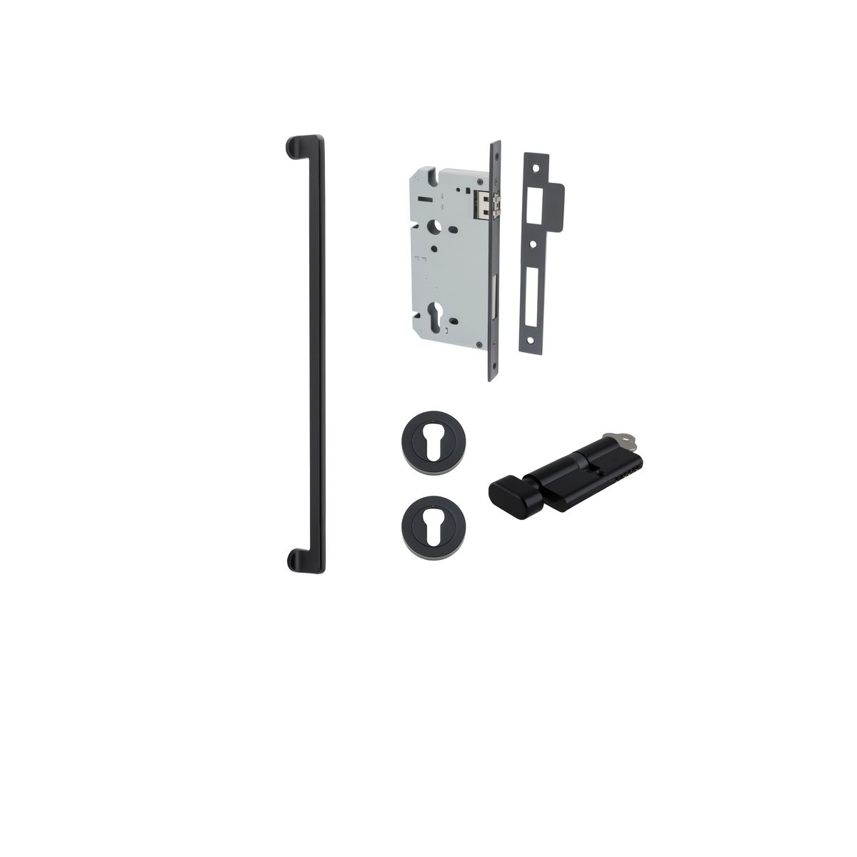 21303KENTR60KT - Baltimore Pull Handle - 600mm Entrance Kit with Separate High Security Lock - Matt Black - Entrance