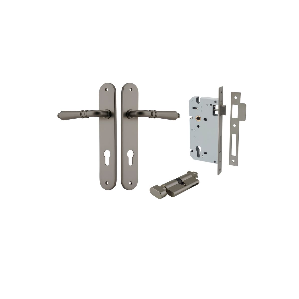 16824KENTR60KT - Sarlat Lever - Oval Backplate Entrance Kit with High Security Lock - Graphite PVD - Entrance