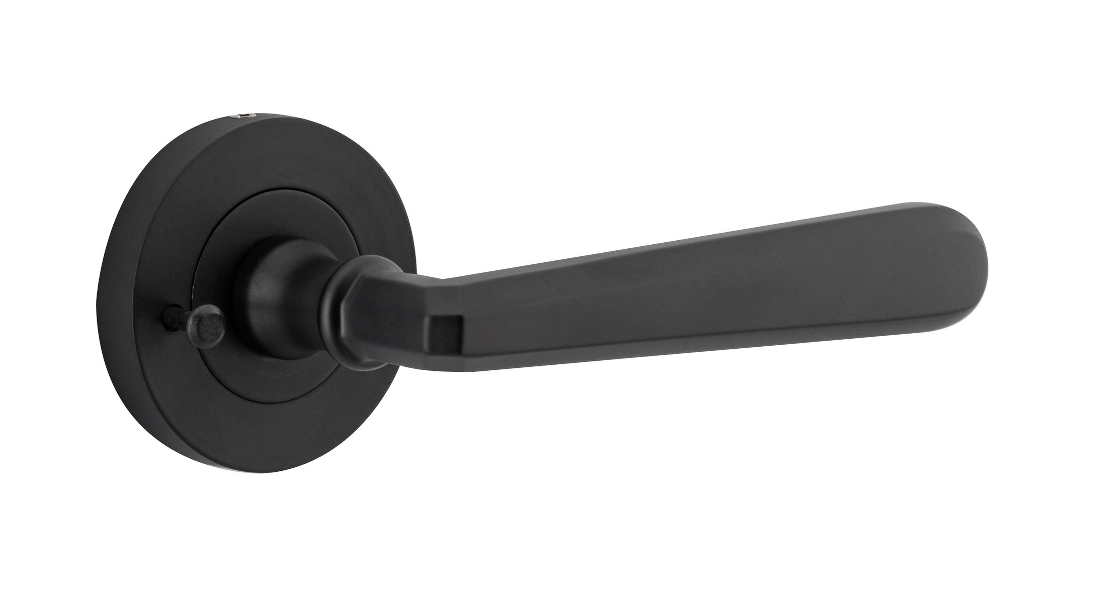 20803KIBPRIV60 - Copenhagen Lever - Round Rose (Inbuilt Privacy) - Matt Black - Privacy