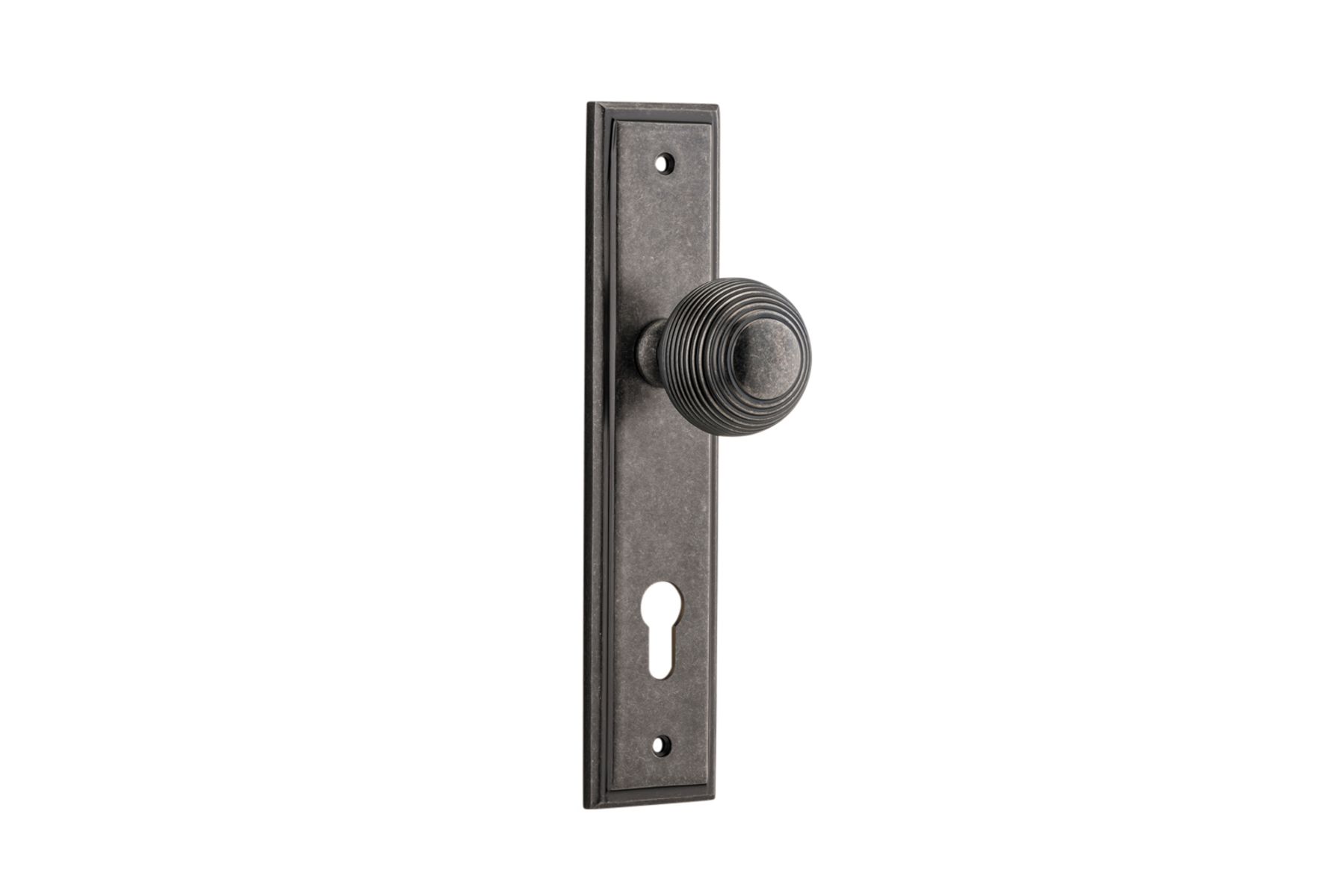 13842E85 - Guildford Knob - Stepped Backplate - Distressed Nickel - Entrance